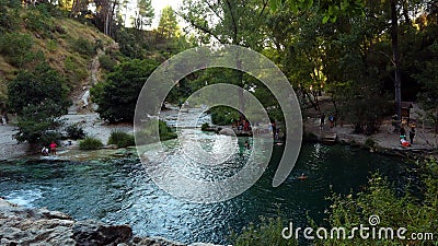 Ontinyent, Spain - august 18, 2022: Beautiful unique landscape, mountain river, bay among the rocks, natural pool Editorial Stock Photo