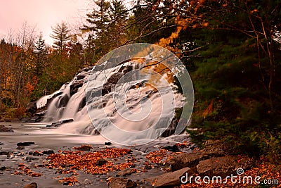 Ontonagon River Below Bond Falls in Autumn located in Upper Michigan Stock Photo