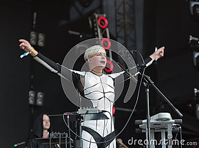 ONUKA electro band performs at Atlas Weekend festival. Kiev, Ukraine. Editorial Stock Photo