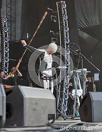 ONUKA electro band performs at Atlas Weekend festival. Kiev, Ukraine. Editorial Stock Photo