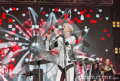 ONUKA electro band performs at Atlas Weekend festival. Kiev, Ukraine. Editorial Stock Photo