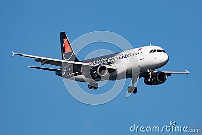 Onur Air special livery Airbus A320 TC-ODA passenger plane arrival and landing at Istanbul Ataturk Airport Editorial Stock Photo
