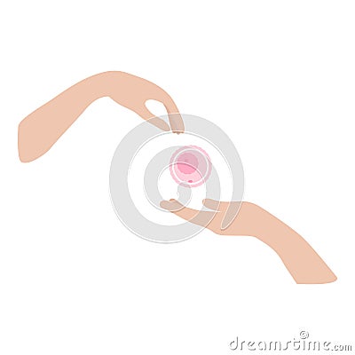 Oocyte donation. The hand gives the egg and the hand receives the egg. Vector illustration of donation concept Vector Illustration