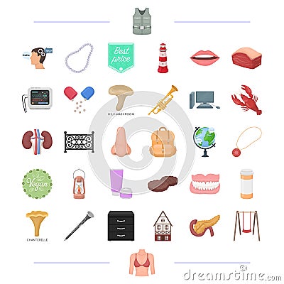 Ood, man, instrument and other web icon in cartoon style.equipment, advertising, organs icons in set collection. Vector Illustration