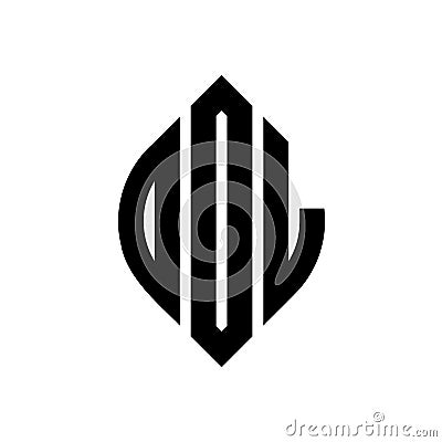 OOL circle letter logo design with circle and ellipse shape. OOL ellipse letters with typographic style. The three initials form a Vector Illustration