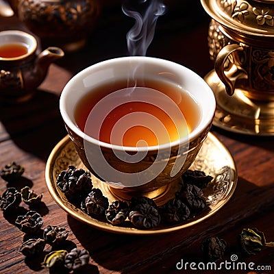 Oolong tea, Black chinese tea, with dried leaves for brewing Stock Photo
