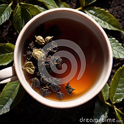 Oolong tea, Black chinese tea, with dried leaves for brewing Stock Photo
