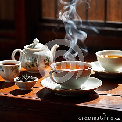 Oolong tea, Black chinese tea, with dried leaves for brewing Stock Photo