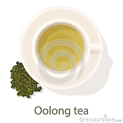 Oolong tea icon, cartoon style Vector Illustration