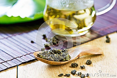 Oolong Tea leaf Stock Photo