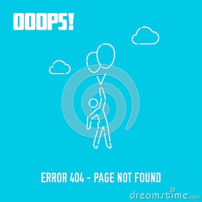 Ooops. 404 Page not Found Design Template. 404 Error Page Concept. Link to Non-Existing Domain. Vector Illustration Stock Photo