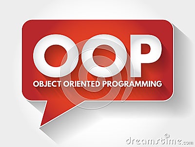 OOP - Object Oriented Programming acronym message bubble, technology concept background Stock Photo