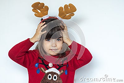 Oops! Christmas sale. Child expresses shock. Stock Photo