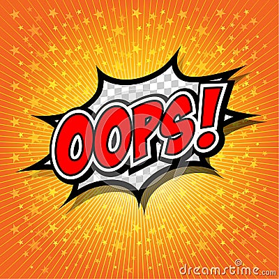 Oops! - Commic Speech Bubbel, Cartoon Vector Illustration