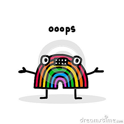 Oops hand drawn vector illustration in cartoon doodle stye rainbow upset expressive Cartoon Illustration