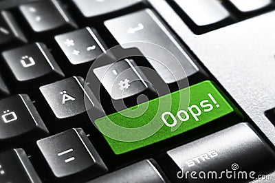 Oops , Keyboard button enter symbol Stock Photo