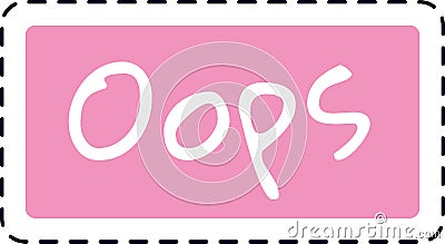Oops message displayed in white lettering against a playful pink background, featuring a dashed border, capturing a Stock Photo