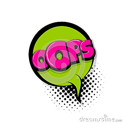 Oops ouch comic text white background Vector Illustration