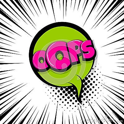 Oops ouch comic text stripperd backdrop Vector Illustration