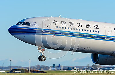 Oord-Holland/Netherlands - January 17-01-2016 - Airplane China Southern Airlines B-5965 Airbus A330-300 is taking off at Schiphol Editorial Stock Photo