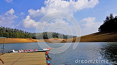 Boating in beautiful Pykara Lake, Ooty, Tamilnadu. Awesome experience for tourists Editorial Stock Photo