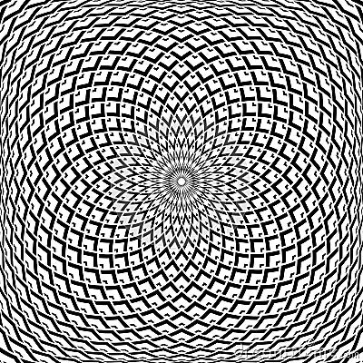 Op art abstract design. Geometric convex rotation pattern Vector Illustration