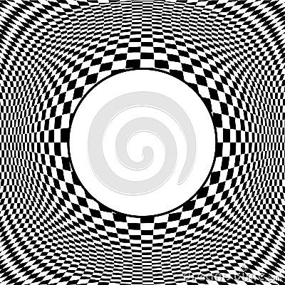 Op Art Design Pattern, Optical Illusion with Frame Vector Illustration