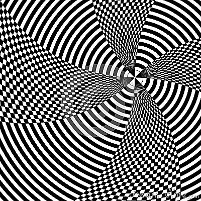 Op art line movement black and white Vector Illustration