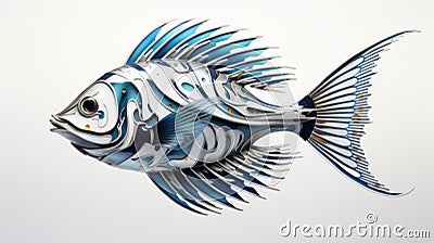 Intricately Sculpted Fish: A Stunning Industrial Design Image Cartoon Illustration