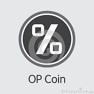 Op Coin Cryptocurrency. Vector OPC Logo. Vector Illustration