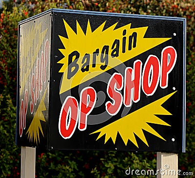 Op Shop Sign Stock Photo