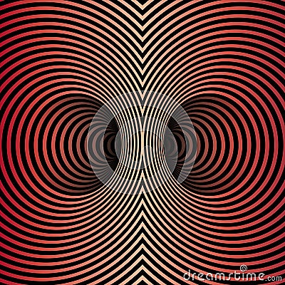 Wormhole Optical Illusion, Geometric dark red gradient Abstract Hypnotic Double Worm Hole Tunnel, Abstract Twisted Vector Vector Illustration