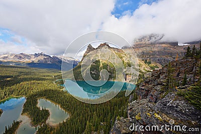 Opabin Plateau trail and Lake O`Hara Stock Photo