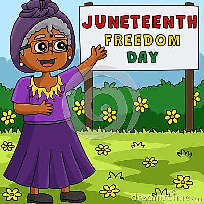 Opal Lee Grandmother of Juneteenth Colored Cartoon Vector Illustration