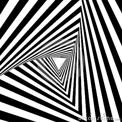 Opart, optical art geometric illustration with rotation distort, deform effect Vector Illustration