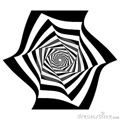 Opart, optical art geometric illustration with rotation distort, deform effect Vector Illustration