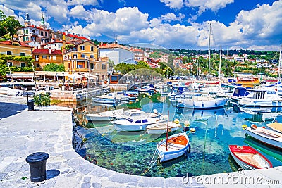 Opatija, Croatia. Popular tourist resort on Adriatic Sea coastline Editorial Stock Photo