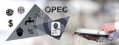 Opec concept with man using a tablet Stock Photo