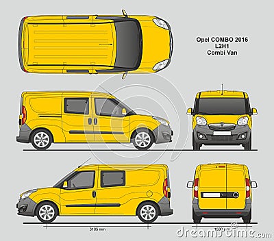 Opel Combo 2016 L2H1 Professional Delivery Van Vector Illustration