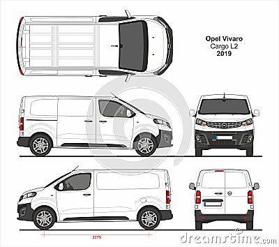 Opel Vivaro Cargo Van L2 2019 Blueprint Editorial Stock Photo