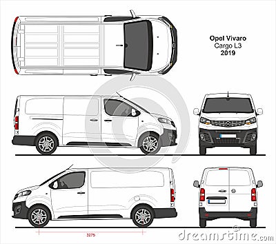 Opel Vivaro Cargo Van L3 2019 Blueprint Editorial Stock Photo