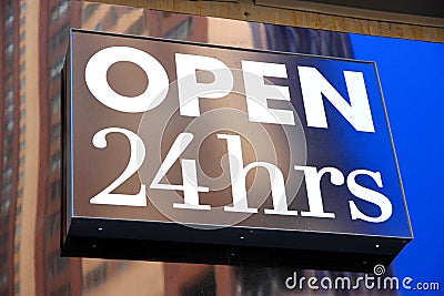 Open 24 Hours Stock Photo