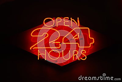 Open 24 Hours Stock Photo