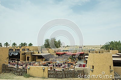 Open air beautiful arabic restaurant at the middle of desert Stock Photo