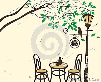 Open-air cafe Vector Illustration