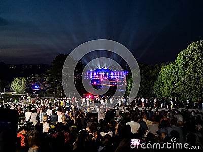 open-air concert of a Summer Night from the magnificent gardens of the Schonbrunn Palace with the Philharmonic Orchestra of Vienna Editorial Stock Photo