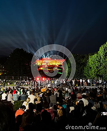 open-air concert of a Summer Night from the magnificent gardens of the Schonbrunn Palace with the Philharmonic Orchestra of Vienna Editorial Stock Photo