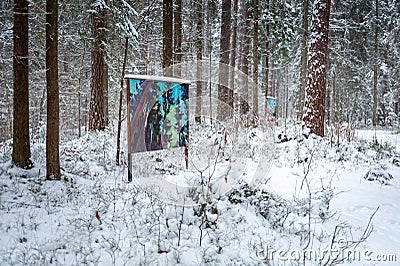: Open-air gallery on a winter snowy day. Editorial Stock Photo