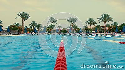 Beautiful open air pool in summer. Swimming pool at luxury hurghada resort. Stock Photo