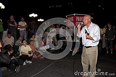 Open air preaching in New York City Editorial Stock Photo